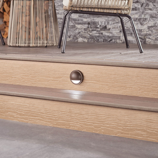 Product image for Kichler 15764AZT30R 12V LED 3000K Half Moon Deck Light Textured Architectural Bronze