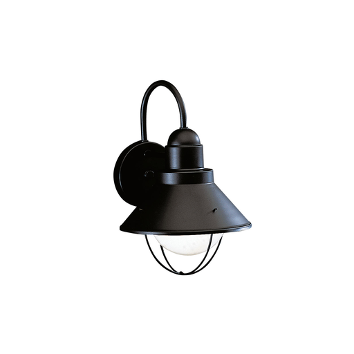 Product image for Kichler 9022BK Seaside™12" 1 Light Outdoor Wall Light with Glass Globe Black