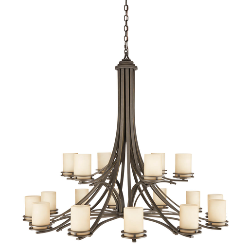 Product image for Kichler 1873OZ Hendrik™ 41.5" 18 Light 2 Tier Chandelier with Light Umber Etched Glass Olde Bronze®