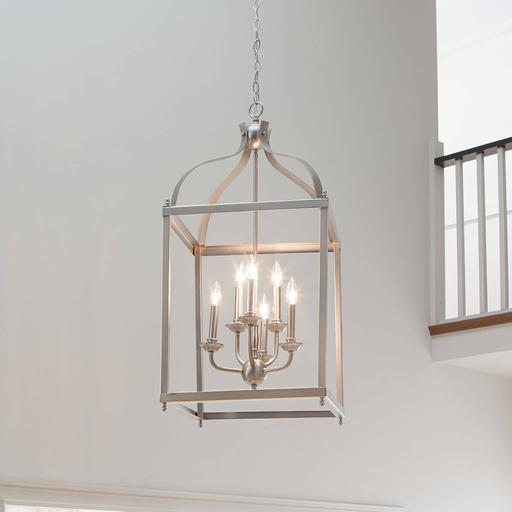 Product image for Kichler 42568NI Larkin™ 6 Light Foyer Pendant Brushed Nickel