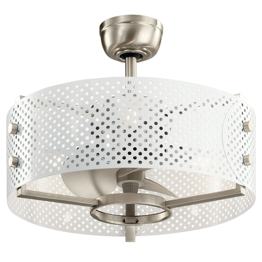 Product image for Kichler 300041BSS Eyrie 23" Fandelier White Cage Brushed Stainless Steel Accents