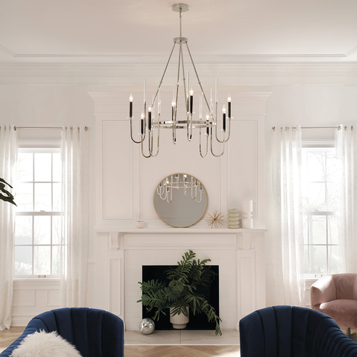 Product image for Kichler 52210PN Kadas™ 40.75" 8 Light Chandelier with Clear Crystal Glass Polished Nickel