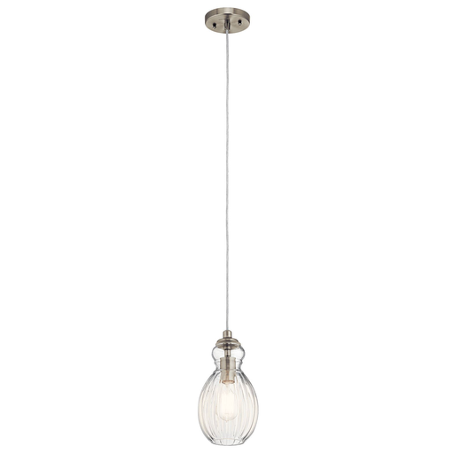 Product image for Kichler 43959NI Riviera 6" 1 Light Mini Pendant Brushed Nickel