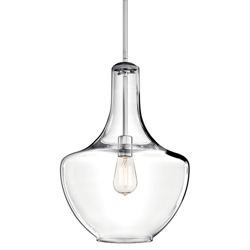 Product image for Kichler 42046CH Everly™ 19.75" 1 Light Bell Pendant Clear Glass Chrome