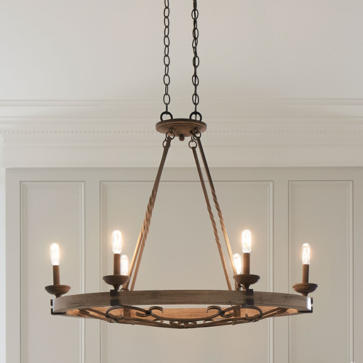 Product image for Kichler 43824WZC Taulbee 6 Light Oval Pendant Weathered Zinc