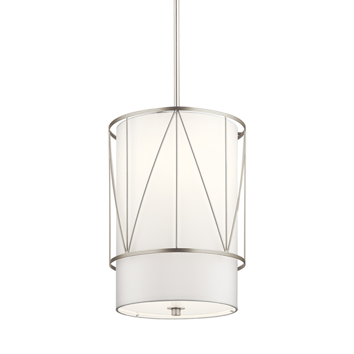 Product image for Kichler 52073SN Birkleigh™ 18.25" 1 Light Pendant with Satin Etched Glass Satin Nickel