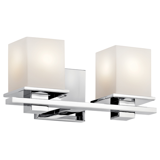 Product image for Kichler 45150CH Tully™ 15" 2 Light Vanity Light with Satin Etched Cased Opal Glass Chrome