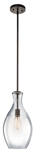 Product image for Kichler 42047OZ Everly™ 17.75" 1 Light Hour Glass Pendant Clear Glass Olde Bronze®