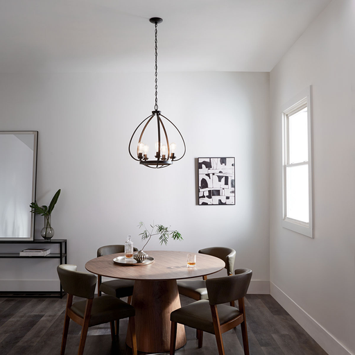 Product image for Kichler 44060BK Tuscany 24" 5 Light Chandelier with Clear Seeded Glass Black