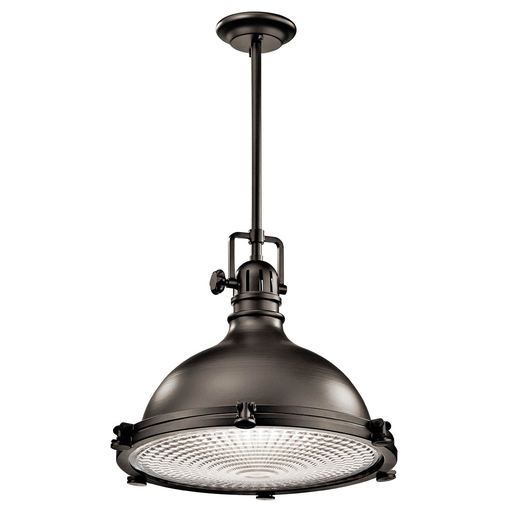 Product image for Kichler 2691OZ Hatteras Bay™ 19.5" 1 Light Pendant with Clear Fresnel Lens Olde Bronze®