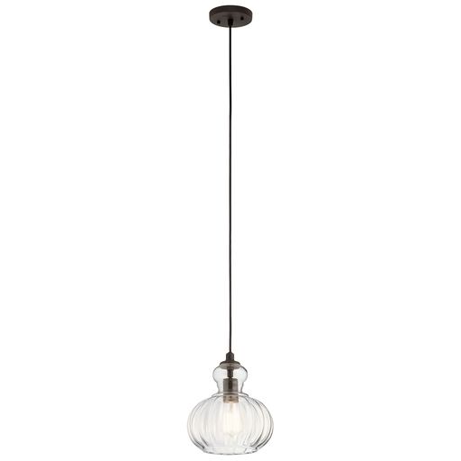 Product image for Kichler 43956OZ Riviera 8.75" 1 Light Mini Pendant Olde Bronze®