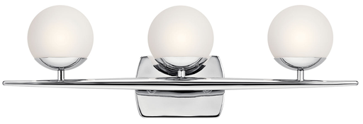 Product image for Kichler 45582CH Jasper 24.5" 3 Light Halogen Vanity Light with Satin Etched Cased Opal Glass Chrome