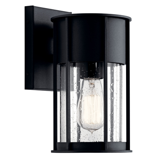 Product image for Kichler 59079BKT Camillo™ 11" 1 Light Wall Light with Clear Seeded Glass Textured Black