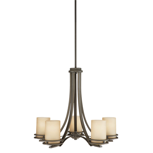 Product image for Kichler 1672OZ Hendrik™ 21.5" 5 Light Chandelier with Light Umber Etched Glass Olde Bronze®