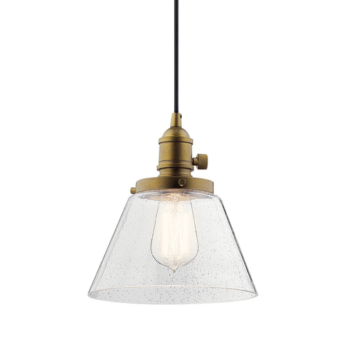 Product image for Kichler 43851NBR Avery 1 Light Cone Mini Pendant Natural Brass