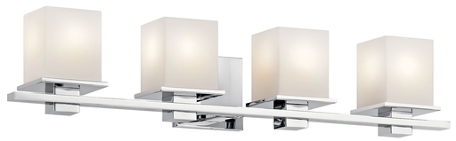 Product image for Kichler 45152CH Tully™ 32" 4 Light Vanity Light with Satin Etched Cased Opal Glass Chrome