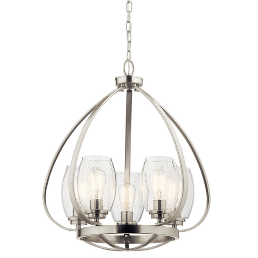 Product image for Kichler 44060NI Tuscany 24" 5 Light Chandelier with Clear Seeded Glass Brushed Nickel