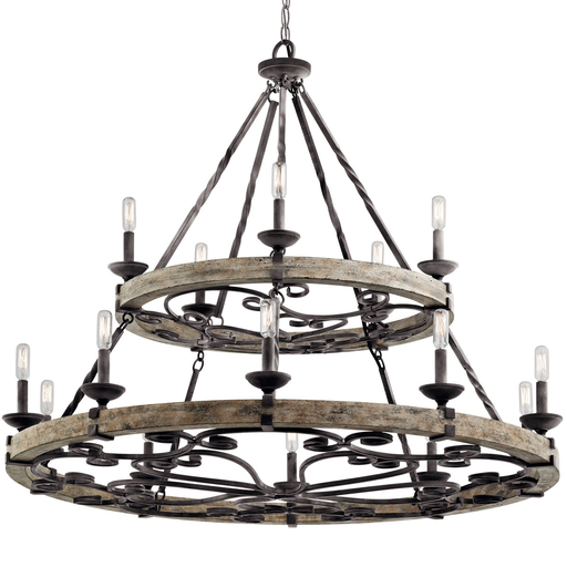 Product image for Kichler 43826WZC Taulbee™ 15 Light Chandelier Weathered Zinc