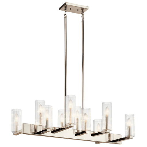 Product image for Kichler 44316PN Cleara™10 Light Linear Chandelier Polished Nickel