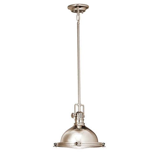 Product image for Kichler 2665PN Hatteras Bay™ 11" 1 Light Pendant with Clear Fresnel Lens Polished Nickel