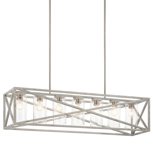 Product image for Kichler 44082DAW Moorgate™ 7 Light Linear Chandelier Distressed Antique White