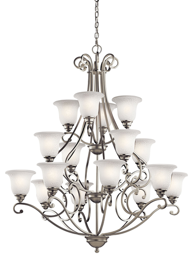 Product image for Kichler 43234NI Camerena™ 48.25" 16 Light Multi Tier Chandelier with White Scavo Brushed Nickel