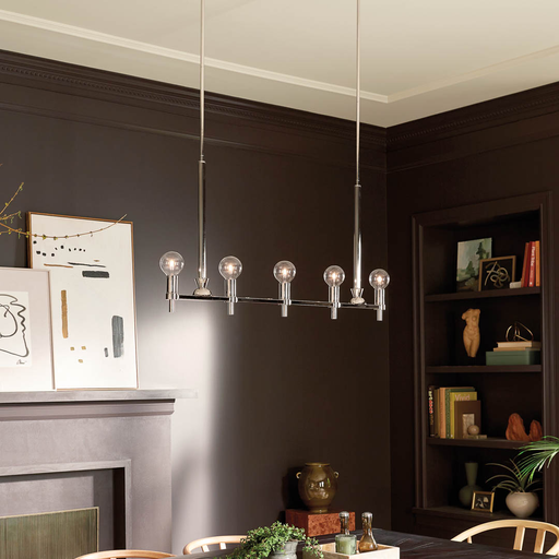 Product image for Kichler 52425PN Torvee 5 Light Linear Chandelier Nickel