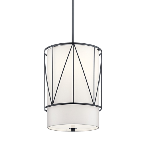 Product image for Kichler 52073BK Birkleigh™ 18.25" 1 Light Pendant with Satin Etched Glass Black