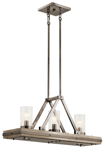 Product image for Kichler 43433CLP Colerne™ 16.75" 6 Light Linear Chandelier with Clear Seeded Glass Classic Pewter