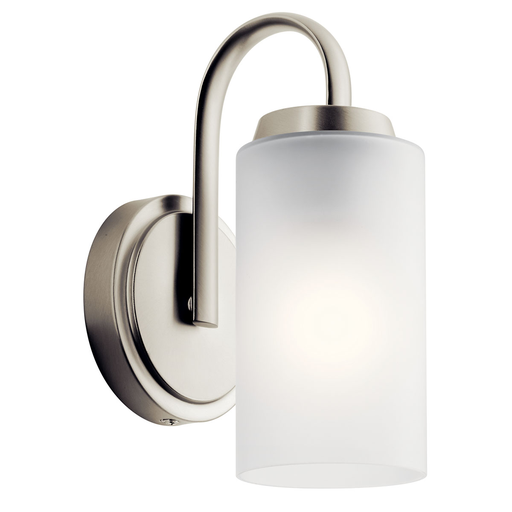 Product image for Kichler 55085NI Kennewick™ 1 Light Wall Sconce with Etched Glass Brushed Nickel