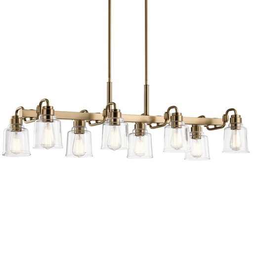 Product image for Kichler 52400WBR Aivian™ 42" 8 Light Linear Chandelier with Clear Glass Weathered Brass