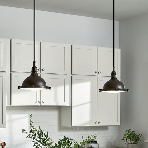 Product image for Kichler 2665OZ Hatteras Bay™ 11" 1 Light Pendant with Clear Fresnel Lens Olde Bronze®