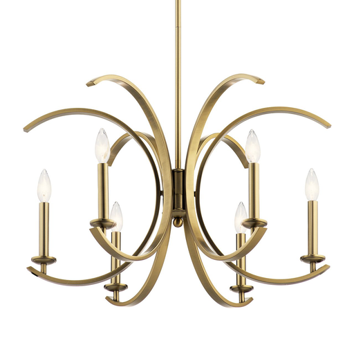 Product image for Kichler 52116BNB Cassadee 16.5" 6 Light Chandelier Brushed Natural Brass