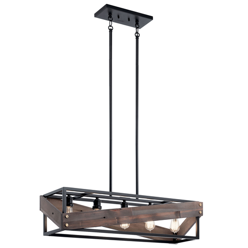 Product image for Kichler 44222BK Fulton Cross™ 5 Light Linear Chandelier Black
