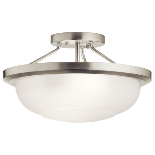 Product image for Kichler 52396NI Ritson™ 2 Light Semi Flush with Satin Etched Glass Brushed Nickel