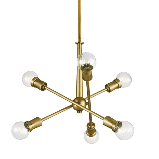 Product image for Kichler 43095NBR Armstrong 6 Light Chandelier Natural Brass