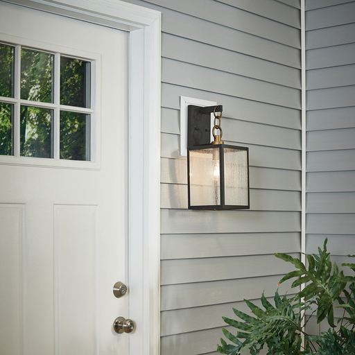 Product image for Kichler 59005WZC Lahden™ 12" 1 Light Outdoor Wall Light with Clear Seeded Glass Weathered Zinc