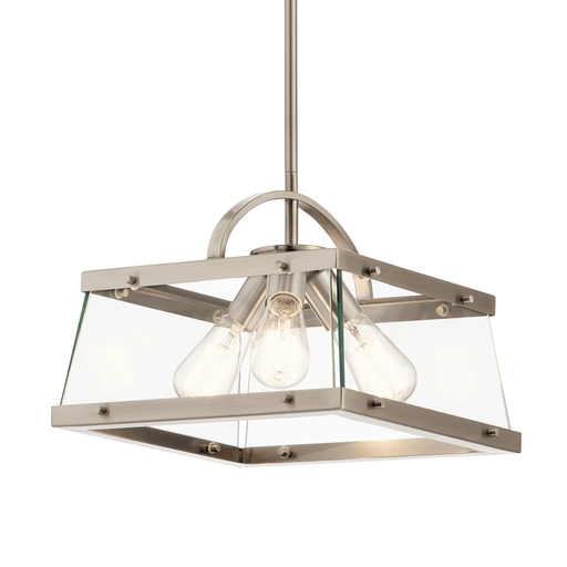 Product image for Kichler 52125CLP Darton™ 13.75" 3 Light Convertible Pendant/Semi Flush with Clear Glass Classic Pewter