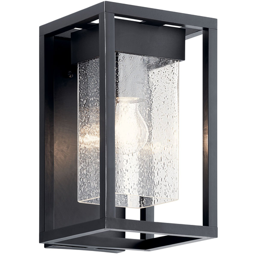 Product image for Kichler 59060BSL Mercer 12" 1 Light Wall Light Clear Seeded Glass Black