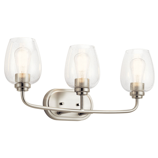 Product image for Kichler 45129NICS Valserrano 24" 3 Light Vanity Light Clear Seeded Glass Brushed Nickel