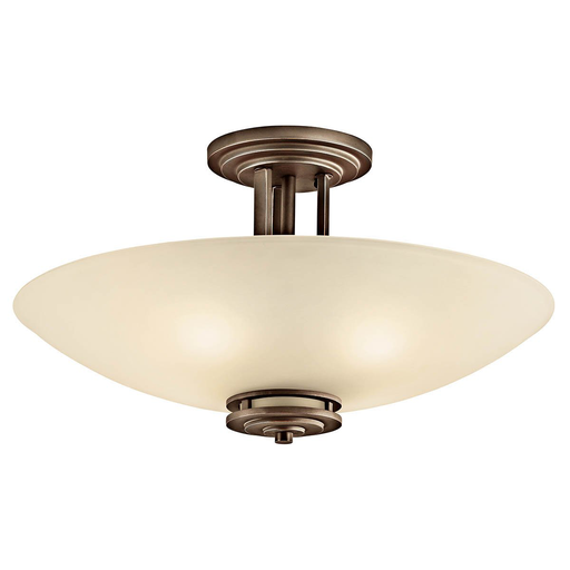 Product image for Kichler 3677OZ Hendrik™ 24" 4 Light Semi Flush with Light Umber Etched Glass Olde Bronze®