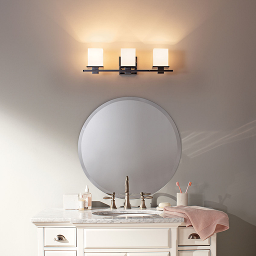 Product image for Kichler 45151CH Tully™ 24" 3 Light Vanity Light with Satin Etched Cased Opal Glass Chrome