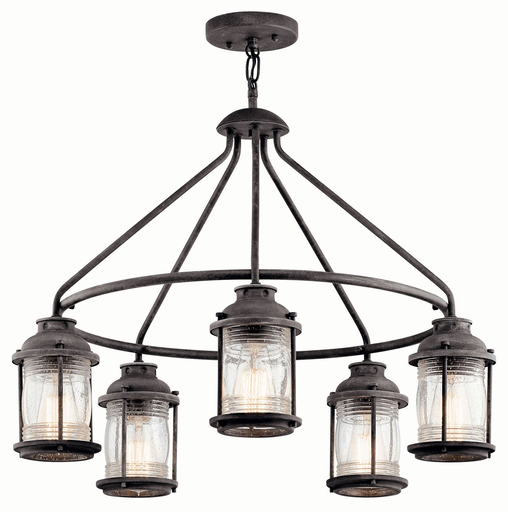Product image for Kichler 49667WZC Ashland™ Bay 5 Light Chandelier Weathered Zinc