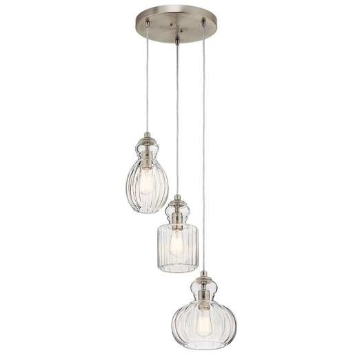 Product image for Kichler 43952NI Riviera 3 Light Pendant Brushed Nickel
