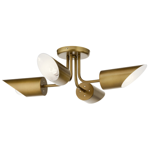 Product image for Kichler 52164NBR Trentino 4 Light Semi Flush Natural Brass