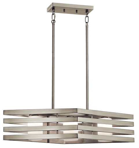 Product image for Kichler 43686NI Realta 3 Light Linear Chandelier Brushed Nickel