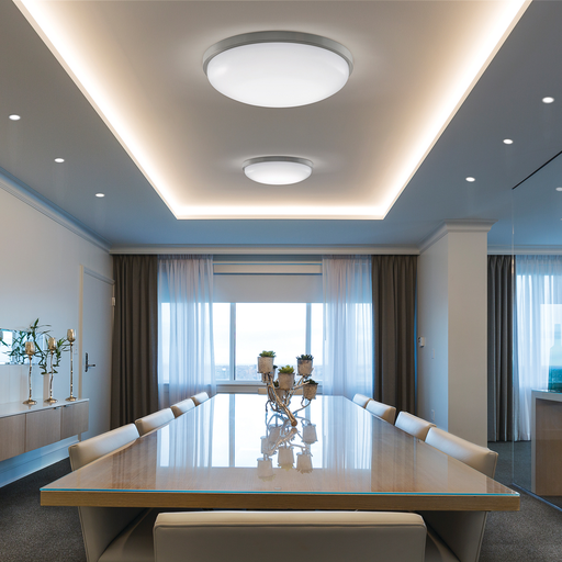 Product image for Kichler 10765NILED Ceiling Space 17.75" LED Flush Mount Brushed Nickel