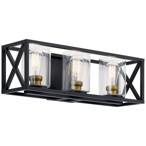 Product image for Kichler 55065BK Moorgate™ 23" 3 Light Vanity Light with Clear Glass Black
