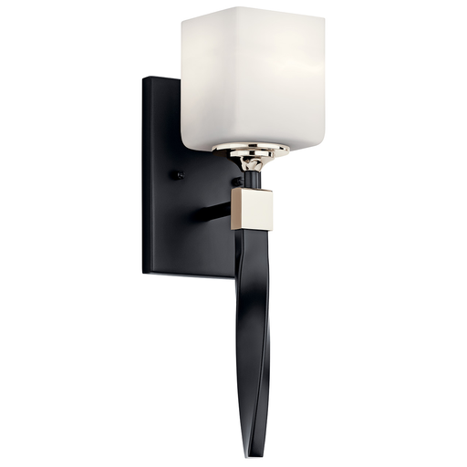 Product image for Kichler 55000BK Marette™ 5" 1 Light Wall Sconce with Satin Etched Cased Opal Glass Black