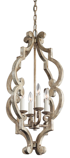 Product image for Kichler 43255DAW Hayman Bay™ 4 Light Foyer Pendant Distressed Antique White